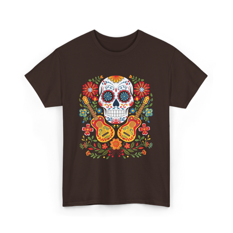 Sugar Skull Guitar T-Shirt - Dark Chocolate