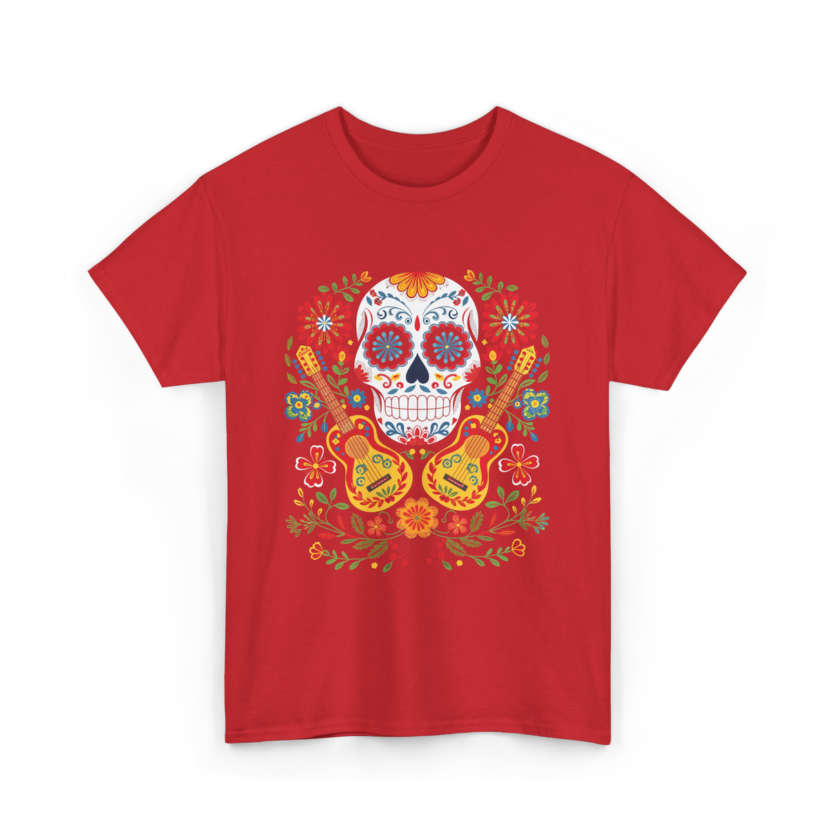 Sugar Skull Guitar T-Shirt - Red