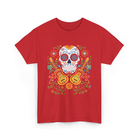 Sugar Skull Guitar T-Shirt - Red