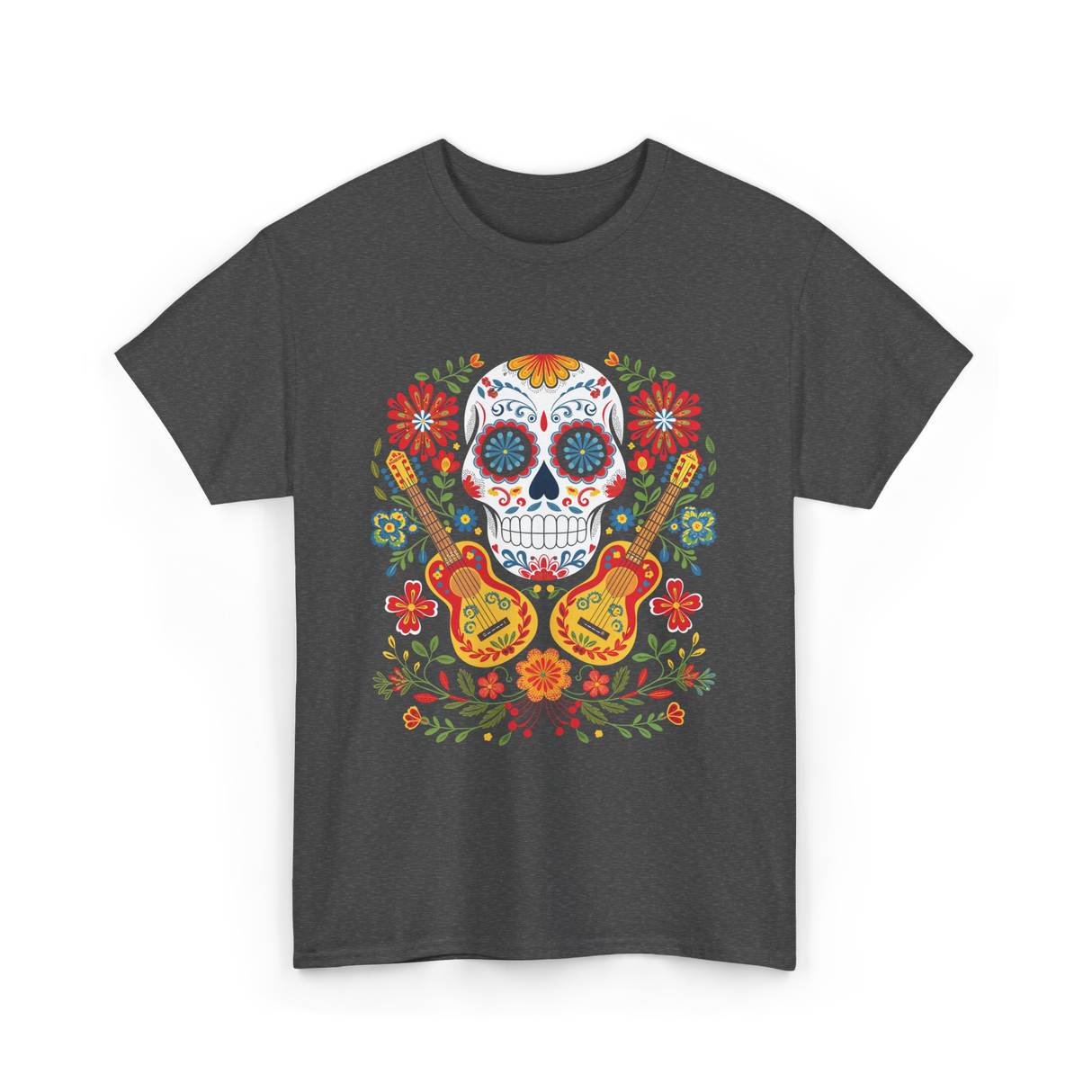 Sugar Skull Guitar T-Shirt - Dark Heather