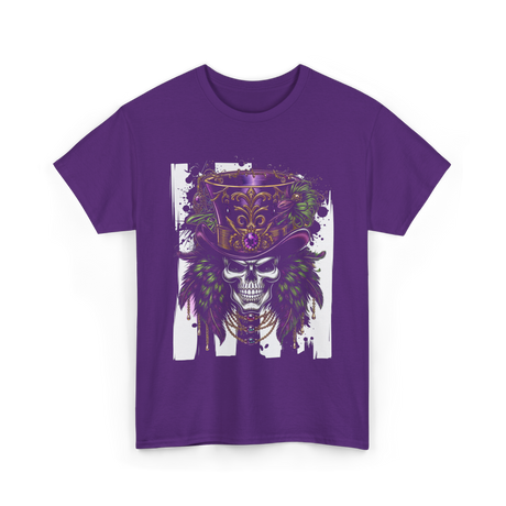 Sugar Skull Hat Carnival Decor T-Shirt - Purple