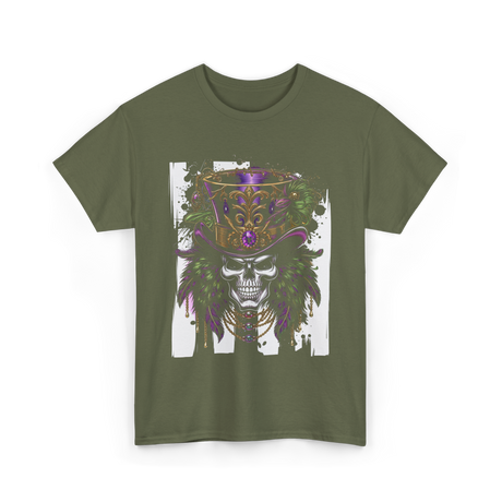 Sugar Skull Hat Carnival Decor T-Shirt - Military Green