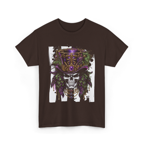 Sugar Skull Hat Carnival Decor T-Shirt - Dark Chocolate