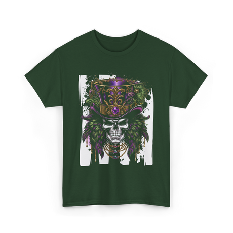 Sugar Skull Hat Carnival Decor T-Shirt - Forest Green