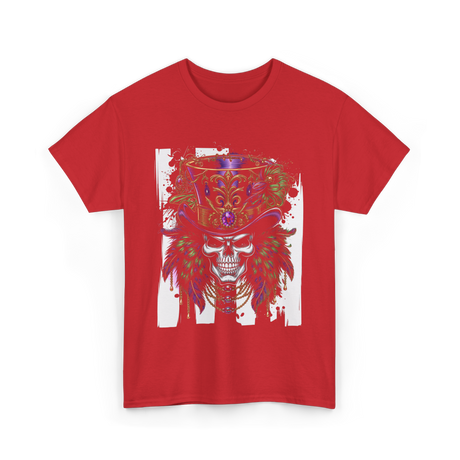 Sugar Skull Hat Carnival Decor T-Shirt - Red