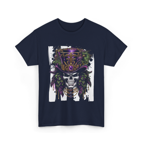 Sugar Skull Hat Carnival Decor T-Shirt - Navy