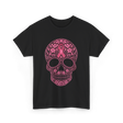 Sugar Skull Pink Ribbon Awareness T-Shirt - Black
