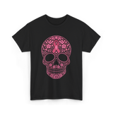 Sugar Skull Pink Ribbon Awareness T-Shirt - Black