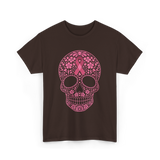 Sugar Skull Pink Ribbon Awareness T-Shirt - Dark Chocolate