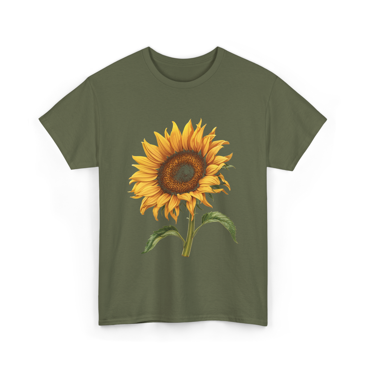 Sunflower Flower T-Shirt - Military Green