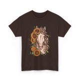 Sunflower Horse Portrait Equestrian T-Shirt - Dark Chocolate