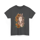 Sunflower Horse Portrait Equestrian T-Shirt - Dark Heather