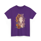 Sunflower Horse Portrait Equestrian T-Shirt - Purple