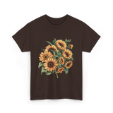 Sunflowers Floral Positivity Sunshine T-Shirt - Dark Chocolate