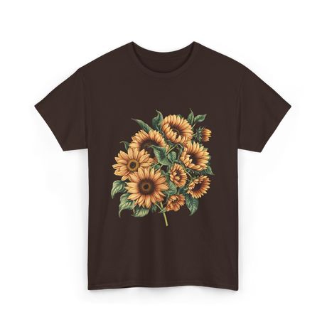 Sunflowers Floral Positivity Sunshine T-Shirt - Dark Chocolate