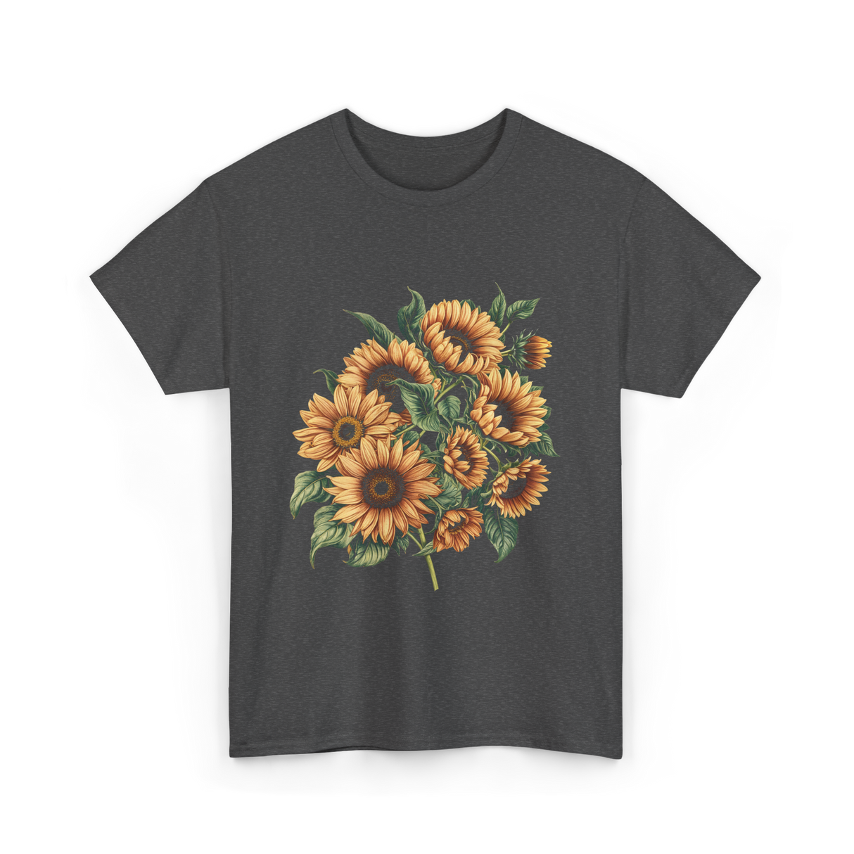 Sunflowers Floral Positivity Sunshine T-Shirt - Dark Heather