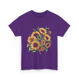 Sunflowers Floral Positivity Sunshine T-Shirt - Purple