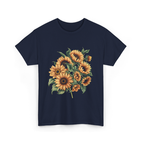 Sunflowers Floral Positivity Sunshine T-Shirt - Navy