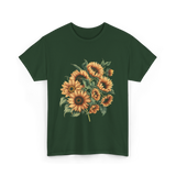 Sunflowers Floral Positivity Sunshine T-Shirt - Forest Green