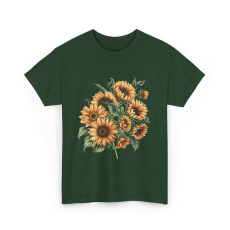 Sunflowers Floral Positivity Sunshine T-Shirt - Forest Green