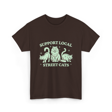 Support Local Street Cats Cat T-Shirt - Dark Chocolate