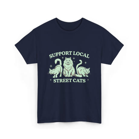 Support Local Street Cats Cat T-Shirt - Navy