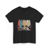 Surfboards and Palms Surfing Style T-Shirt - Black