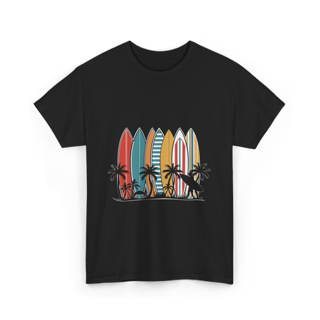 Surfboards and Palms Surfing Style T-Shirt - Black