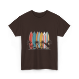 Surfboards and Palms Surfing Style T-Shirt - Dark Chocolate