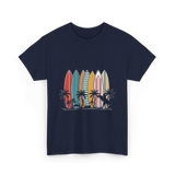 Surfboards and Palms Surfing Style T-Shirt - Navy