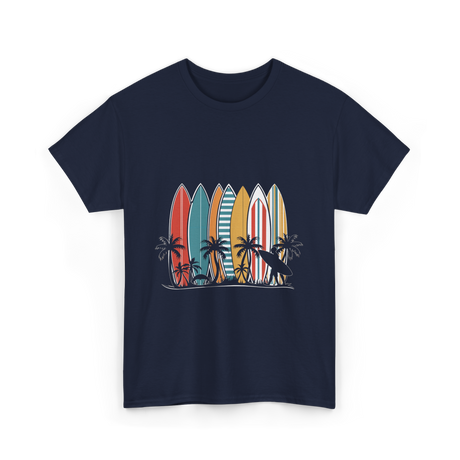 Surfboards and Palms Surfing Style T-Shirt - Navy