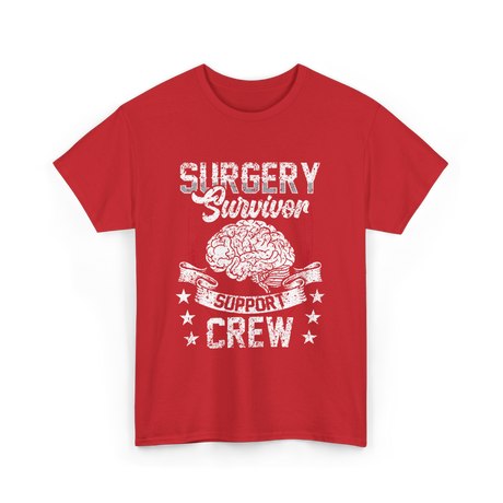 Surgery Survivor Support Crew Brain T-Shirt - Red