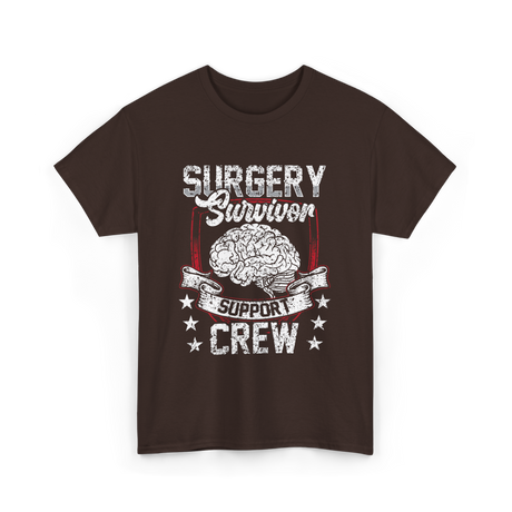 Surgery Survivor Support Crew Brain T-Shirt - Dark Chocolate