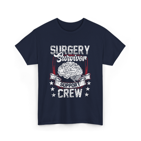 Surgery Survivor Support Crew Brain T-Shirt - Navy