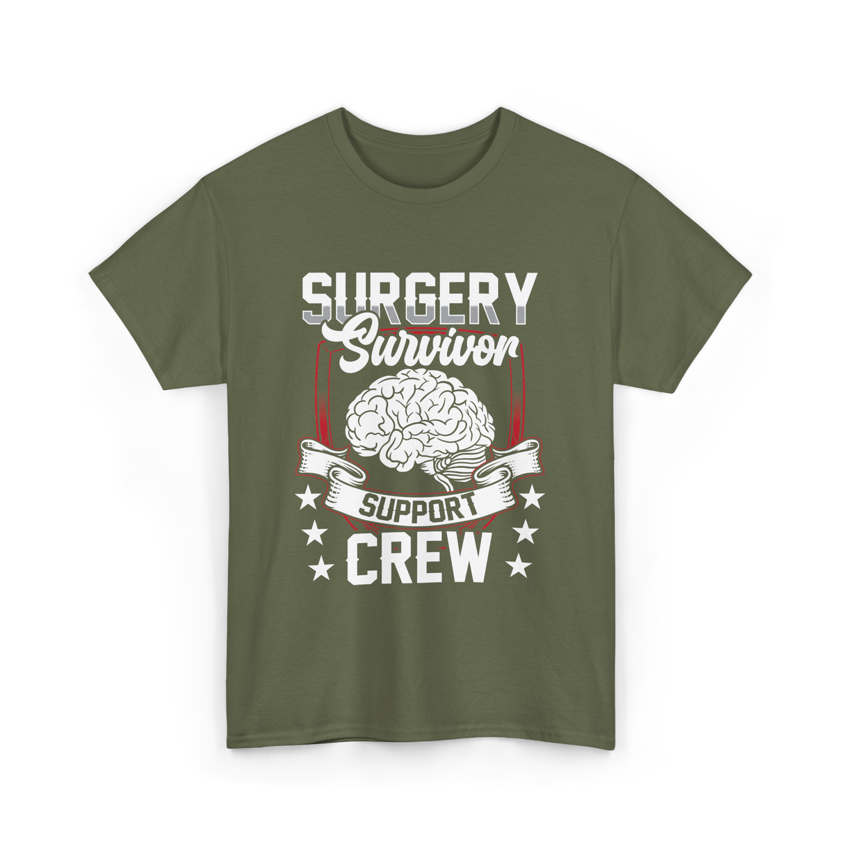 Surgery Survivor Support Crew T-Shirt - Military Green