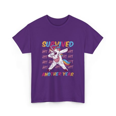 Survived Another Year Unicorn T-Shirt - Purple