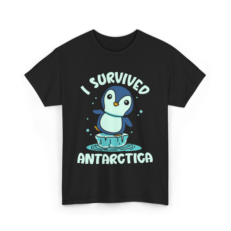 Survived Antarctica Penguin Adventure T-Shirt - Black