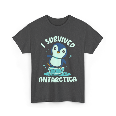 Survived Antarctica Penguin Adventure T-Shirt - Dark Heather