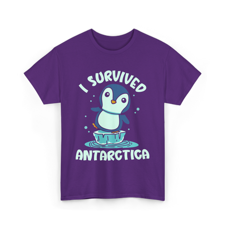 Survived Antarctica Penguin Adventure T-Shirt - Purple