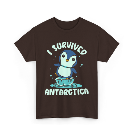 Survived Antarctica Penguin Adventure T-Shirt - Dark Chocolate