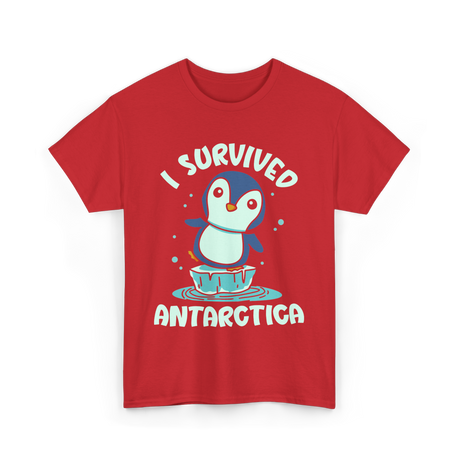 Survived Antarctica Penguin Adventure T-Shirt - Red