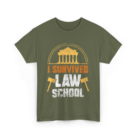 Survived Law School Lawyer T-Shirt - Military Green