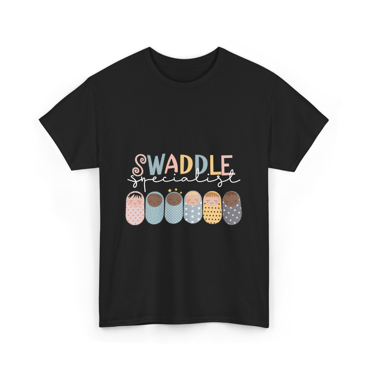 Swaddle Specialist Baby Care T-Shirt - Black