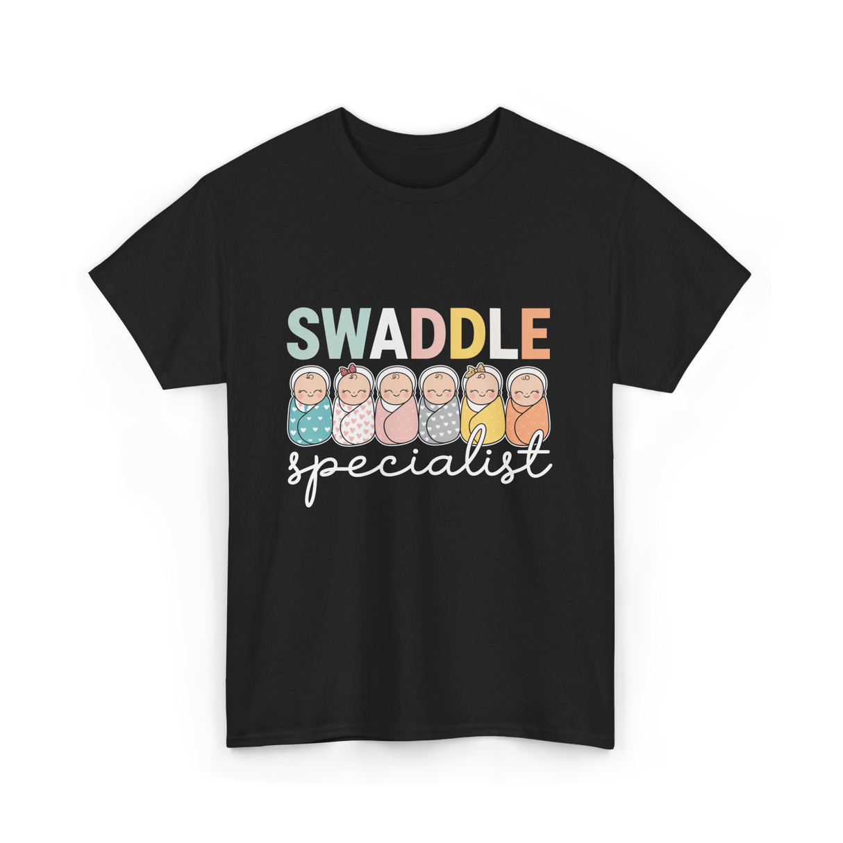 Swaddle Specialist Baby Care T-Shirt - Black