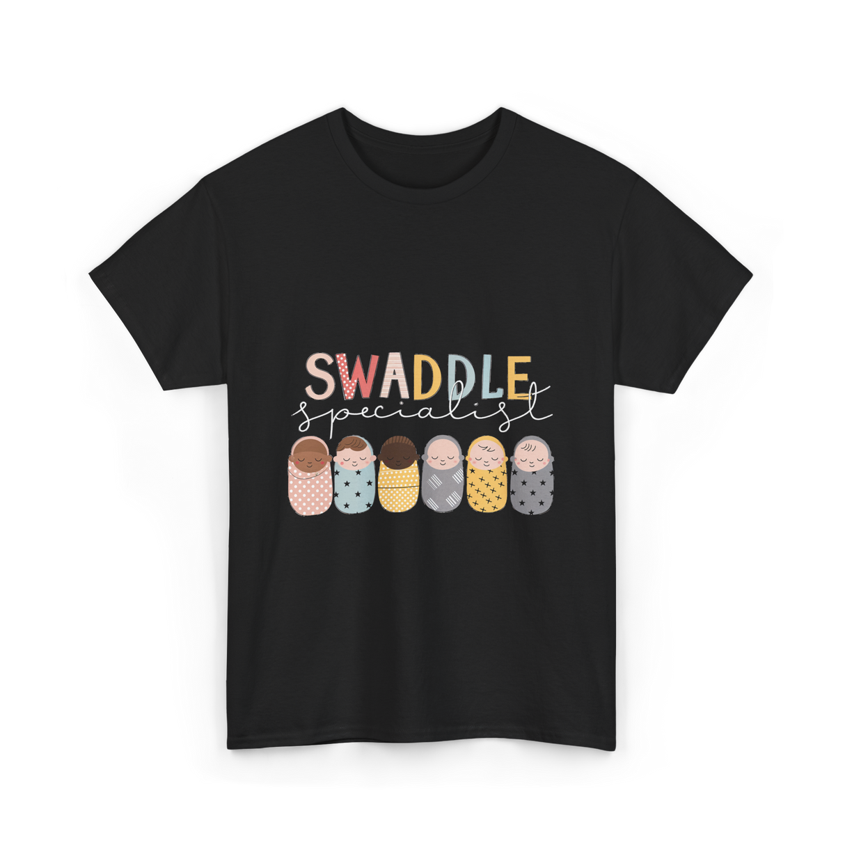 Swaddle Specialist Swaddling Babies T-Shirt - Black