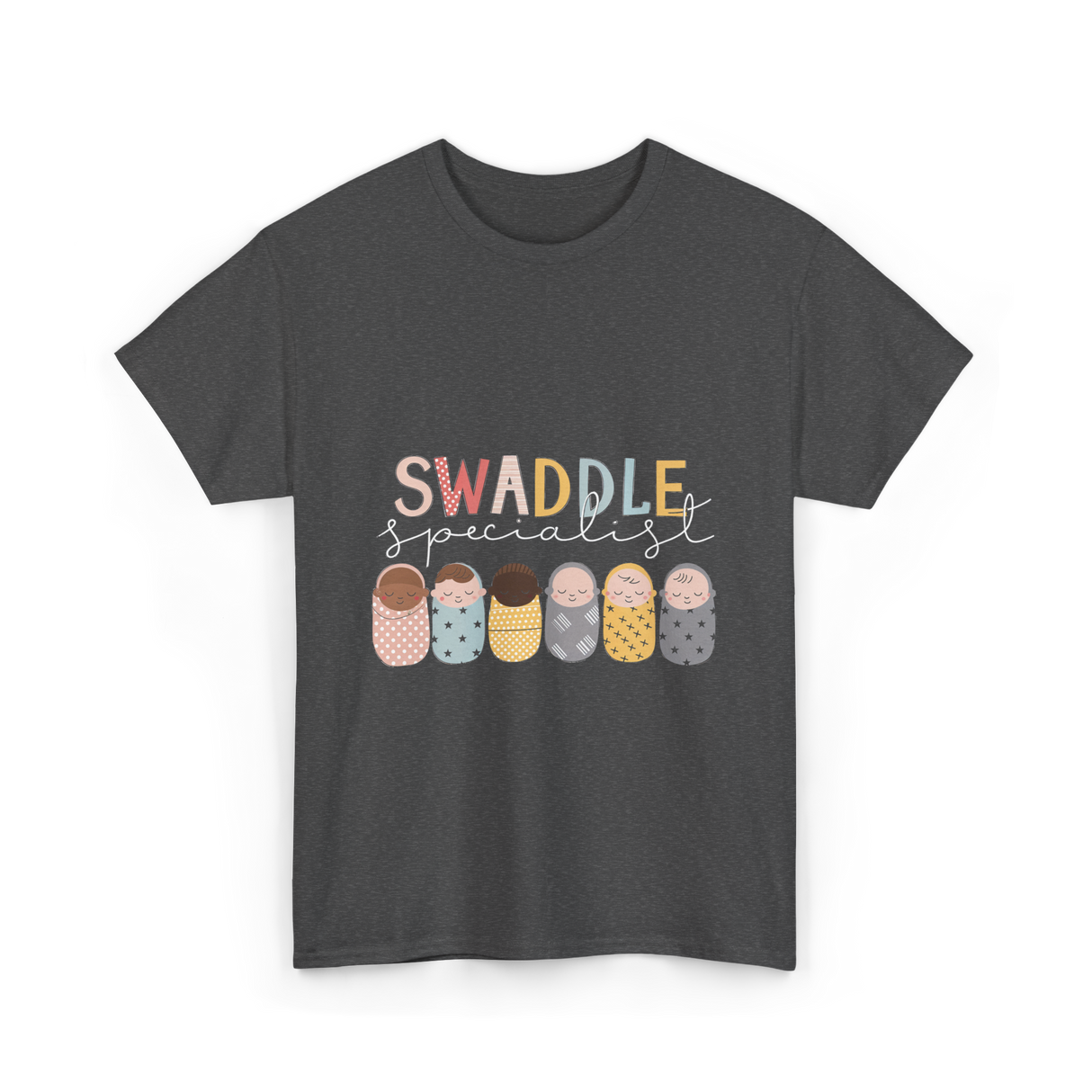 Swaddle Specialist Swaddling Babies T-Shirt - Dark Heather