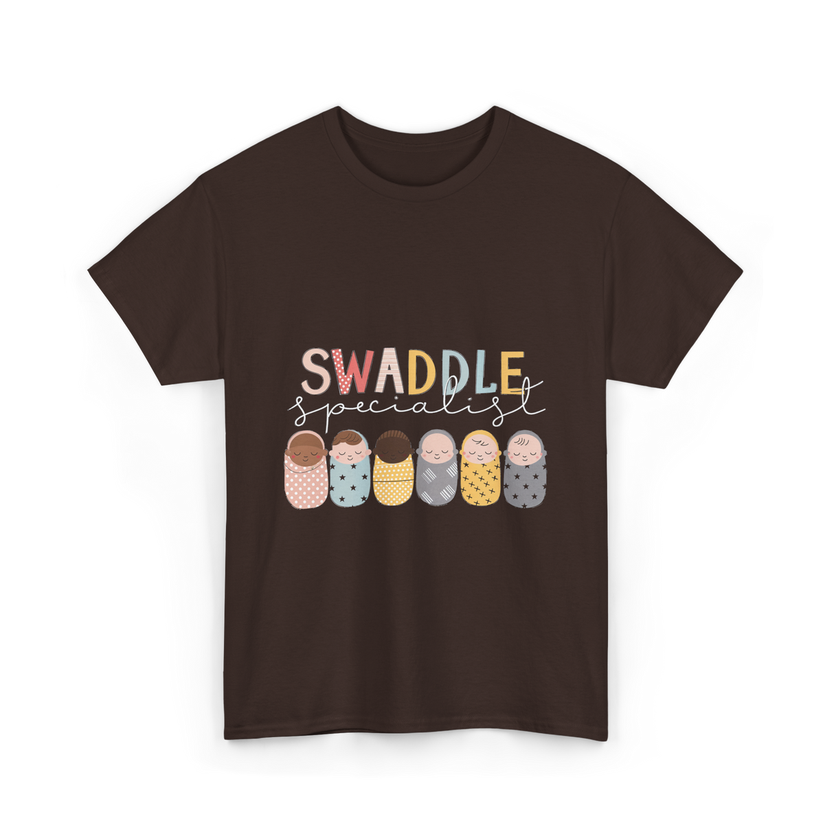 Swaddle Specialist Swaddling Babies T-Shirt - Dark Chocolate