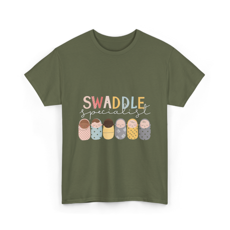 Swaddle Specialist Swaddling Babies T-Shirt - Military Green