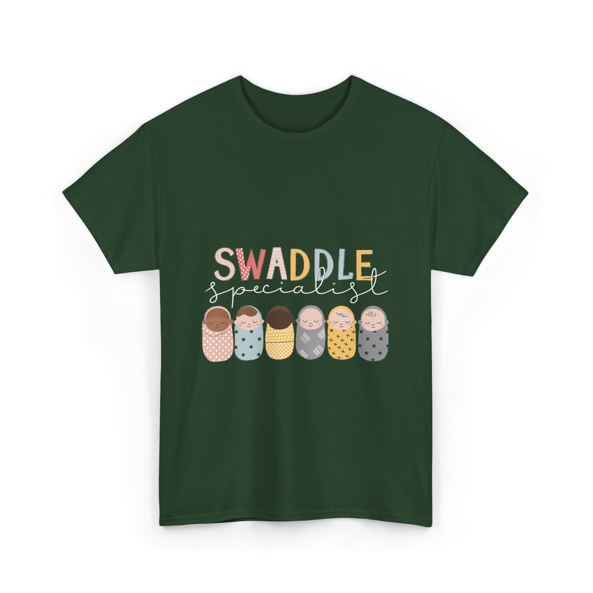 Swaddle Specialist Swaddling Babies T-Shirt - Forest Green