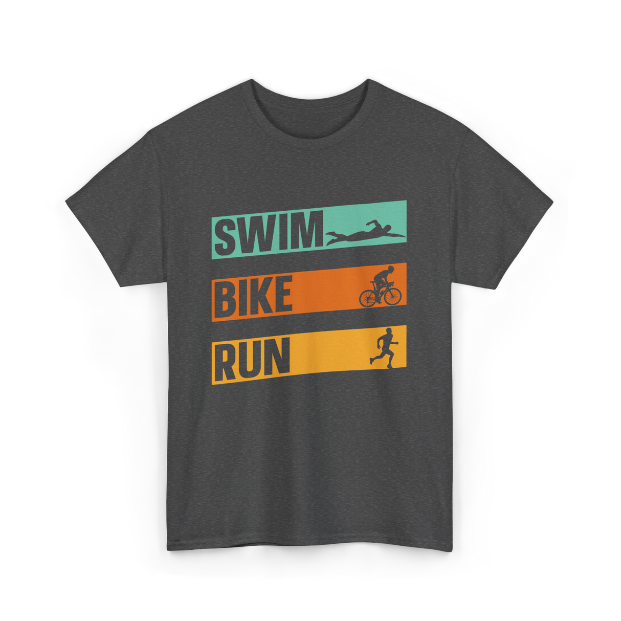 Swim Bike Run Triathlon Sports T-Shirt - Dark Heather